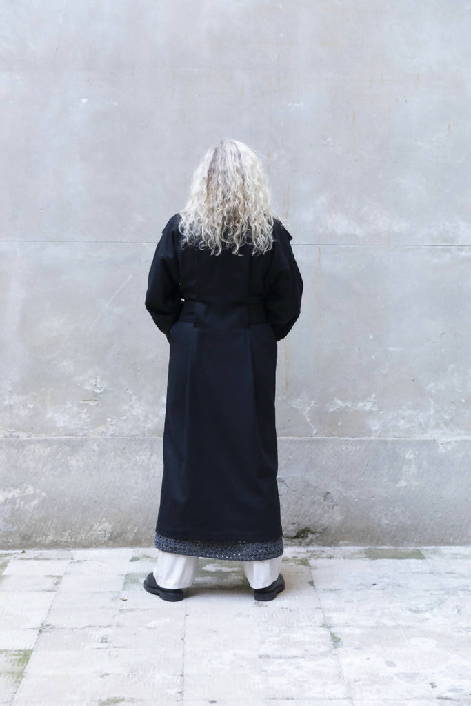 Recycled Wool Long Overcoat