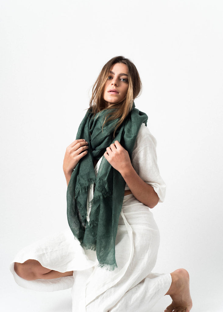 Moss Linen Scarf