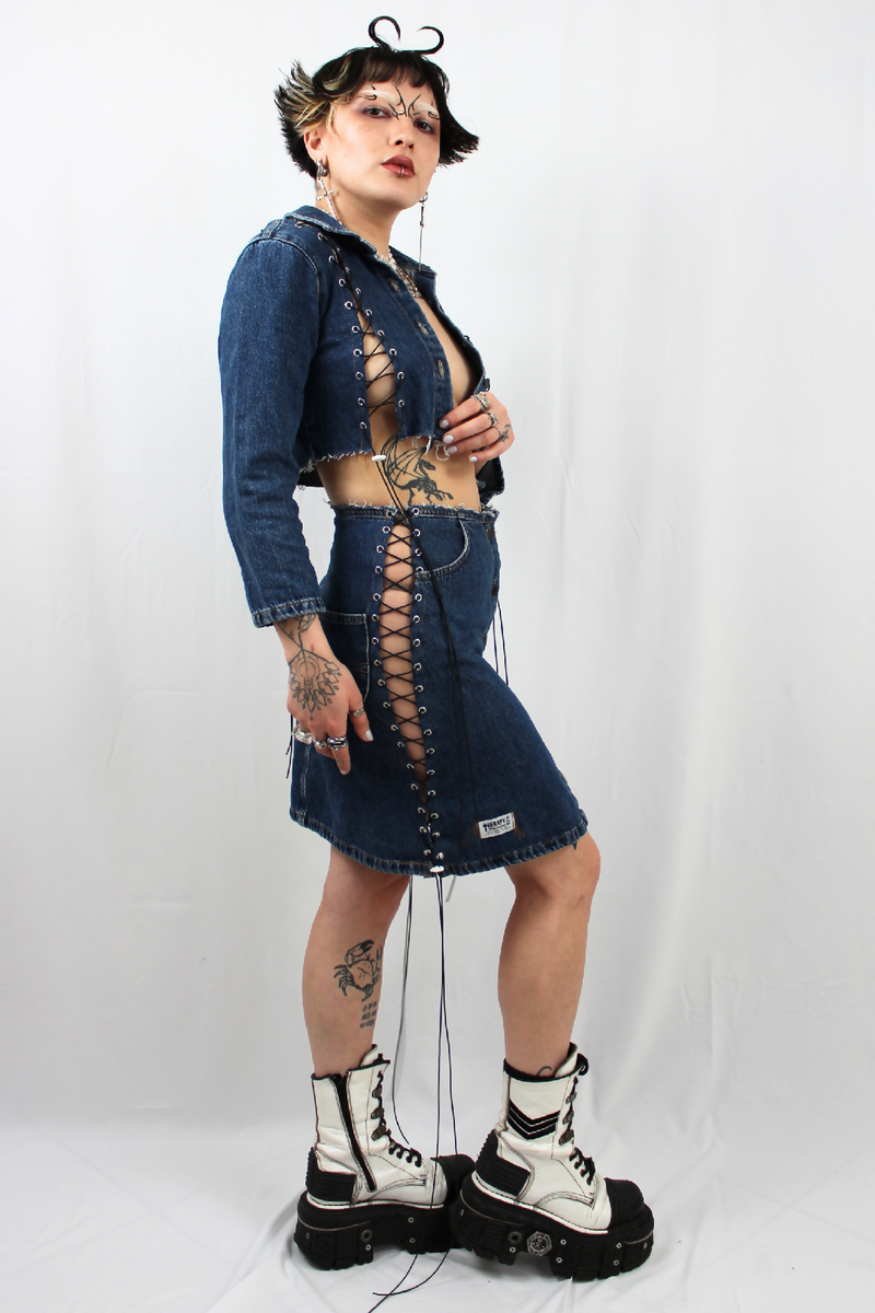 Laced Denim Set